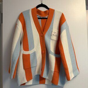 JASCLS Women's Long Sleeve Color Block Chunky Cable Knitted Oversized Sweater